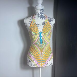 Trina Turk Capri one-piece Halter Swimsuit Size 4 - Sherbet Orange